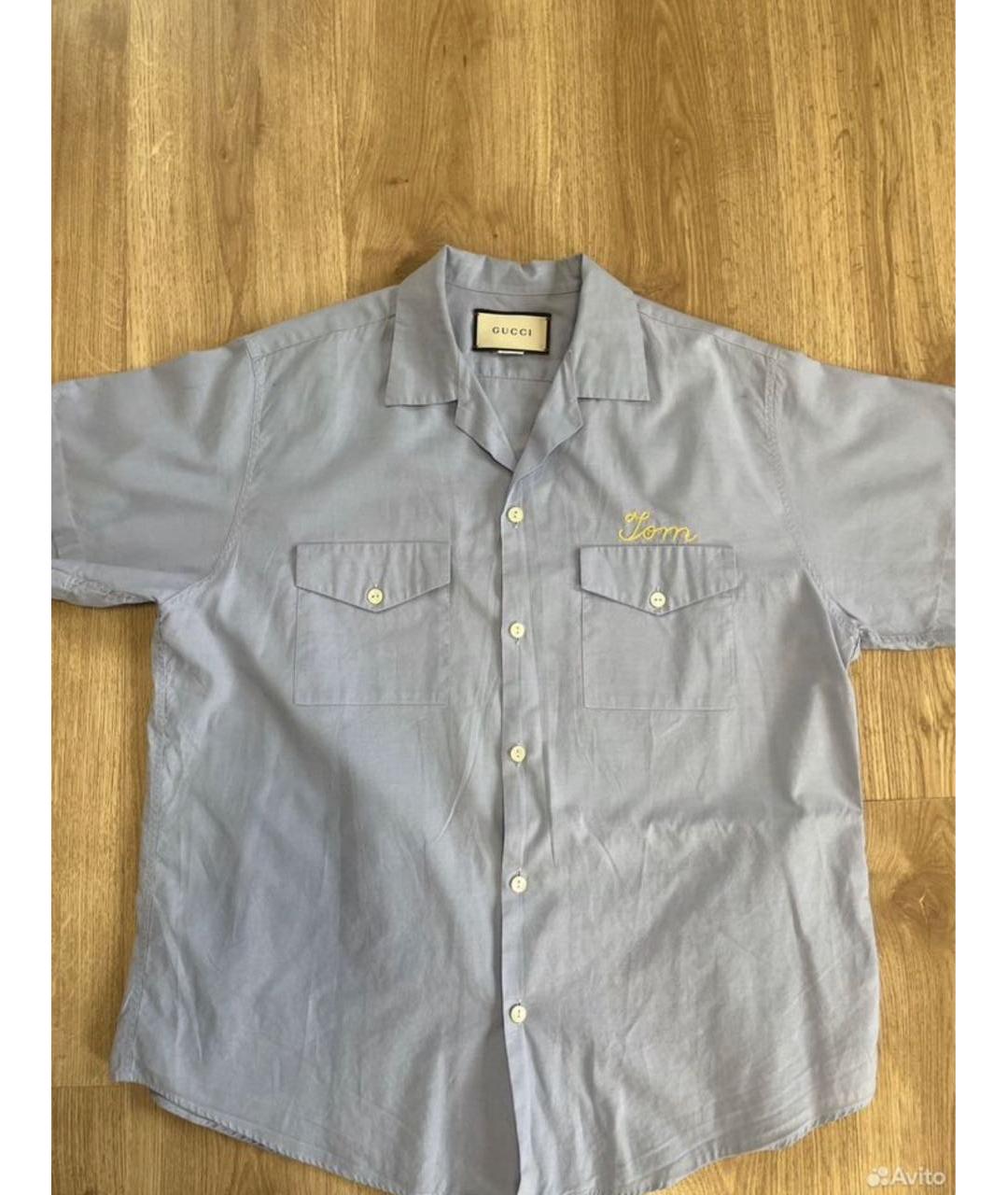GUCCI Голубая хлопковая кэжуал рубашка, фото 3