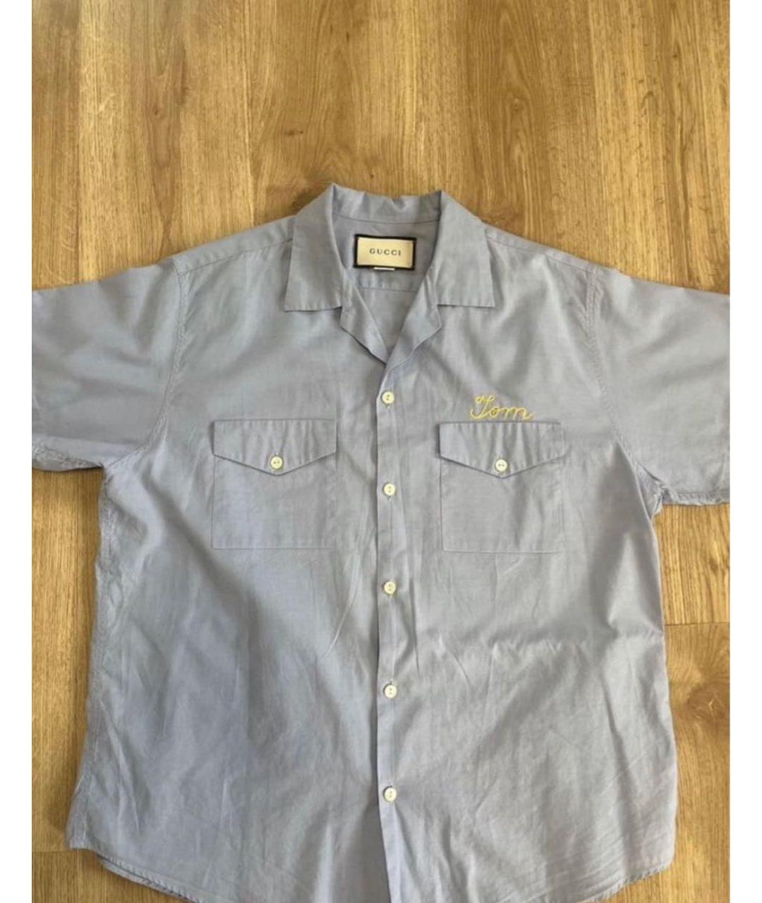 GUCCI Голубая хлопковая кэжуал рубашка, фото 2