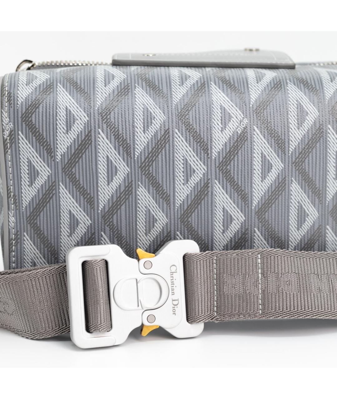 CHRISTIAN DIOR Серая тканевая сумка на плечо, фото 3