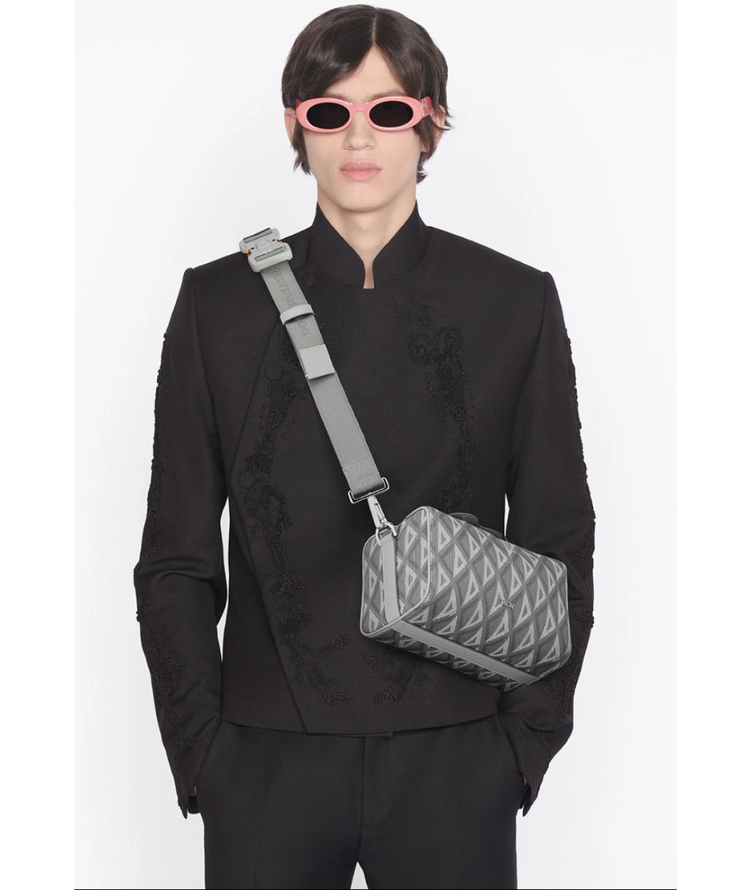 CHRISTIAN DIOR Серая тканевая сумка на плечо, фото 4