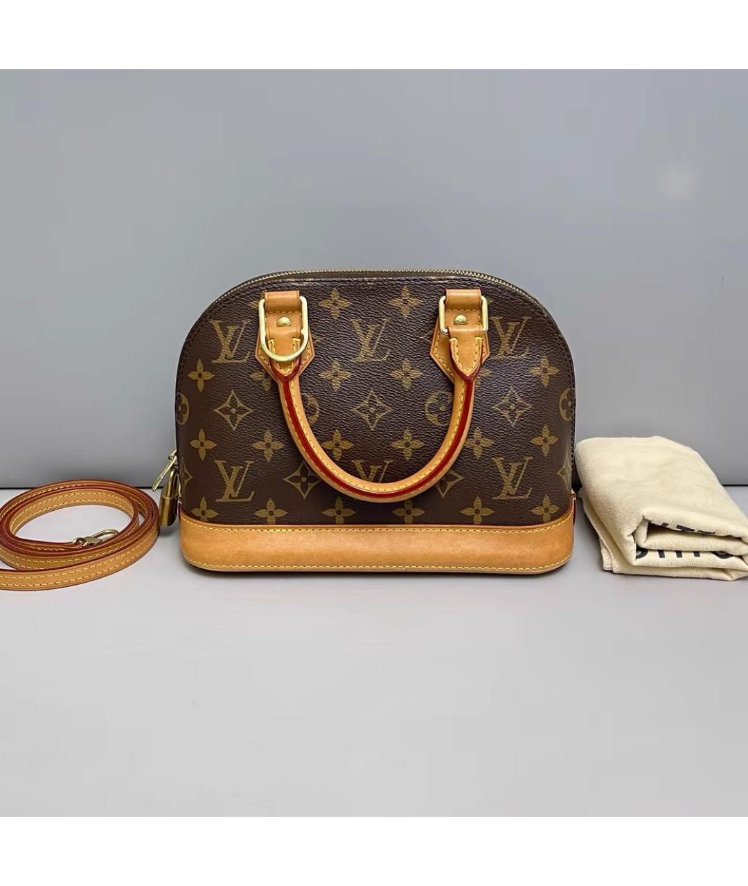 LOUIS VUITTON Коричневая кожаная сумка с короткими ручками, фото 2