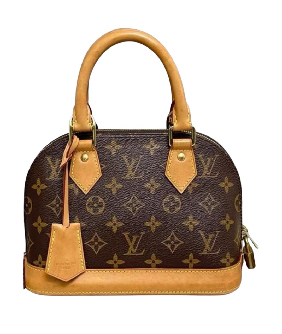 LOUIS VUITTON Коричневая кожаная сумка с короткими ручками, фото 1