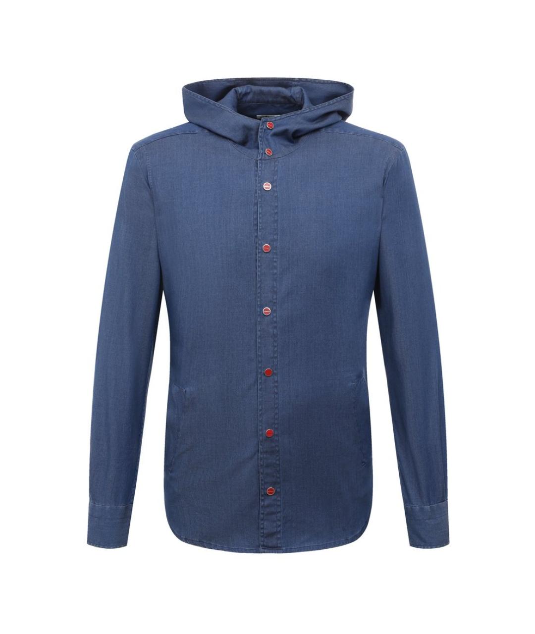 KITON Синяя хлопковая кэжуал рубашка, фото 1
