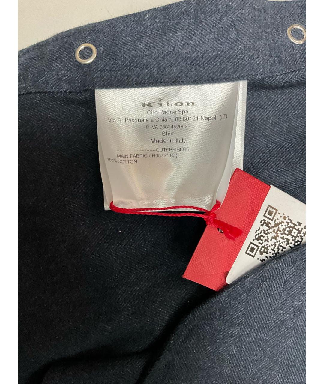 KITON Синяя хлопковая кэжуал рубашка, фото 6