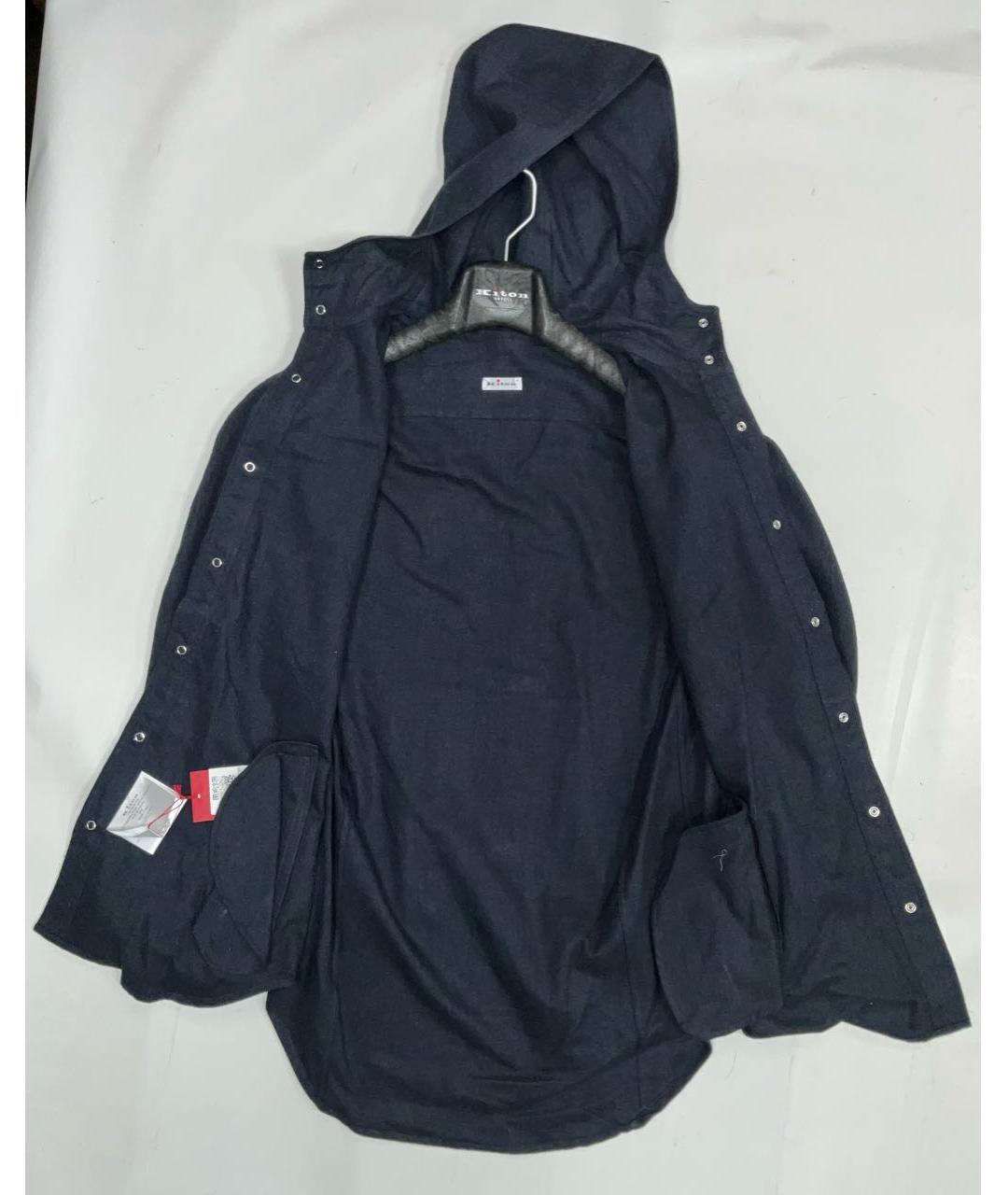 KITON Синяя хлопковая кэжуал рубашка, фото 5