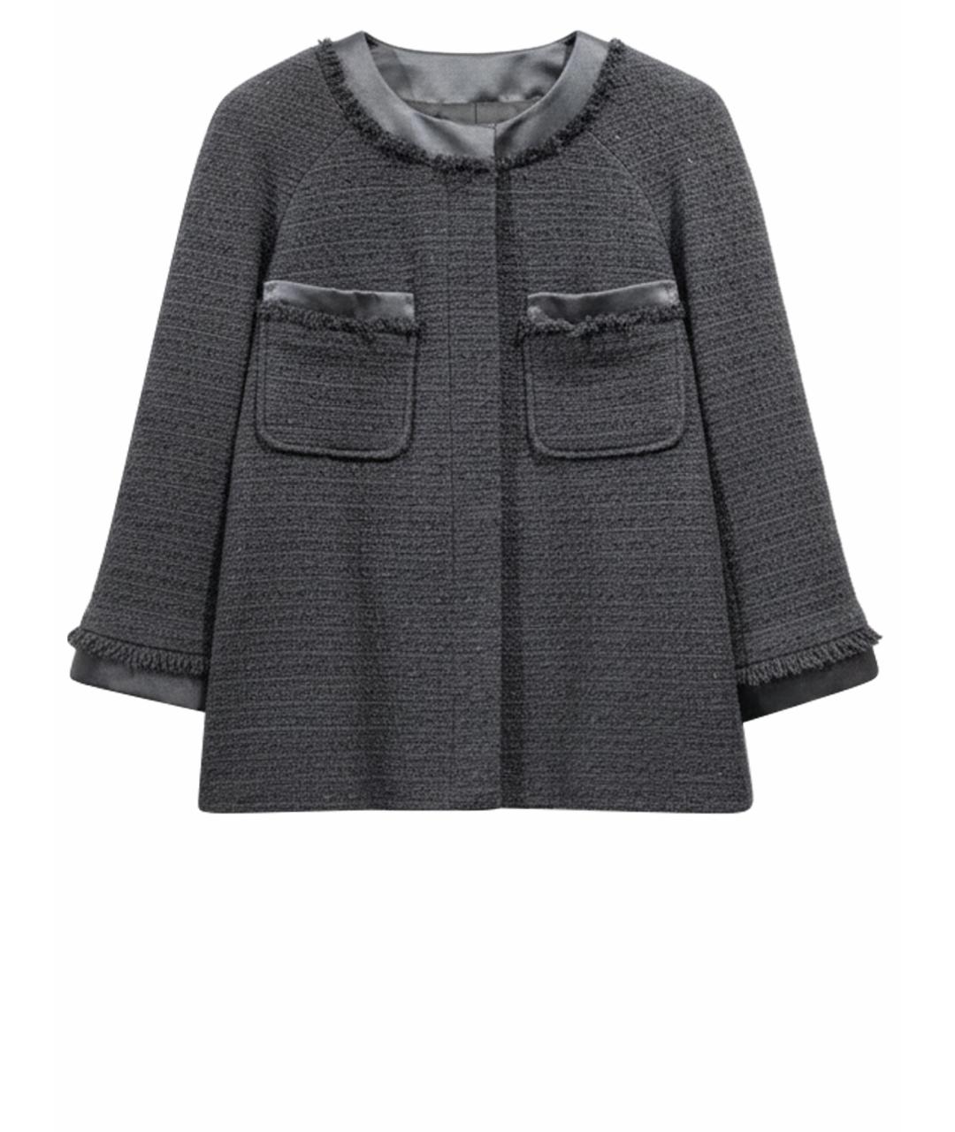 CHANEL Черный твидовый жакет/пиджак, фото 1