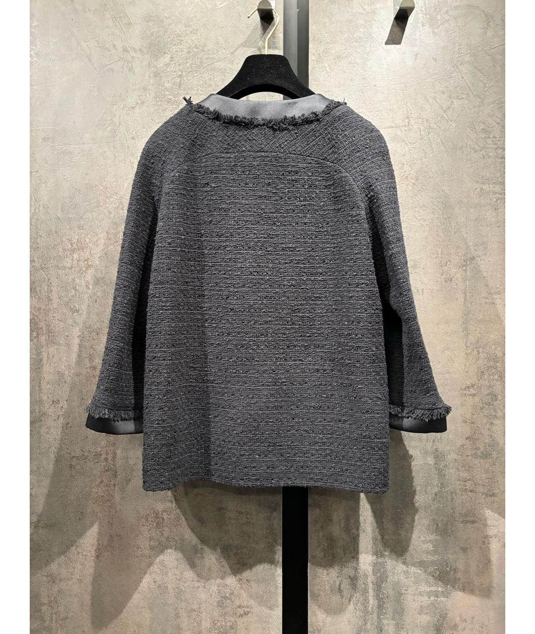 CHANEL Черный твидовый жакет/пиджак, фото 2