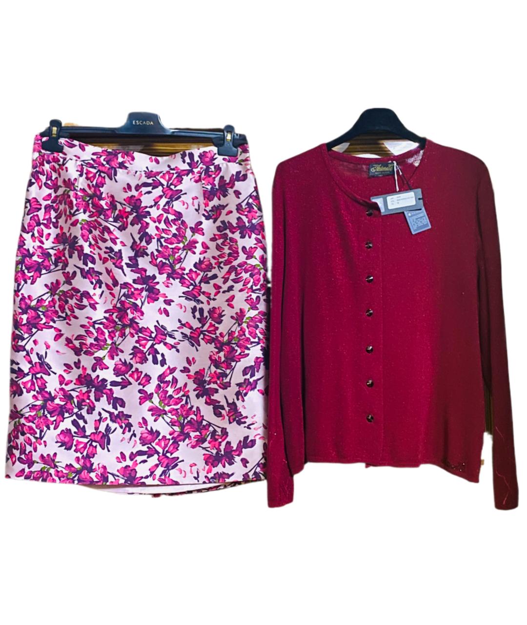 ESCADA Бордовый вискозный костюм с юбками, фото 7