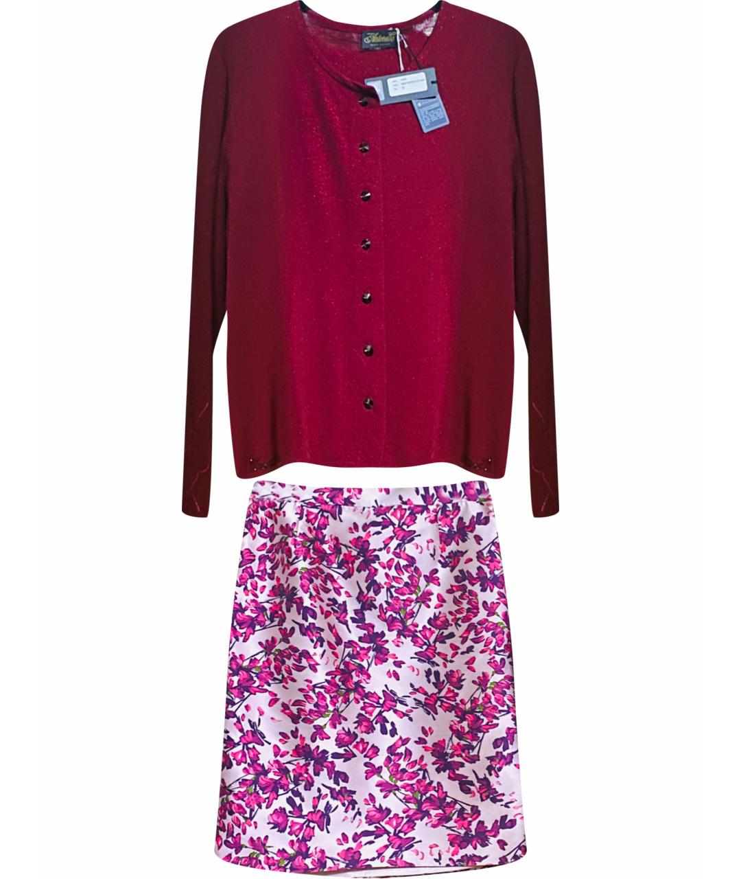 ESCADA Бордовый вискозный костюм с юбками, фото 1