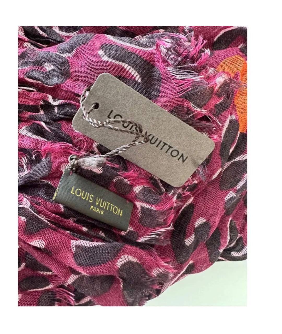 LOUIS VUITTON Бордовый кашемировый шарф, фото 3