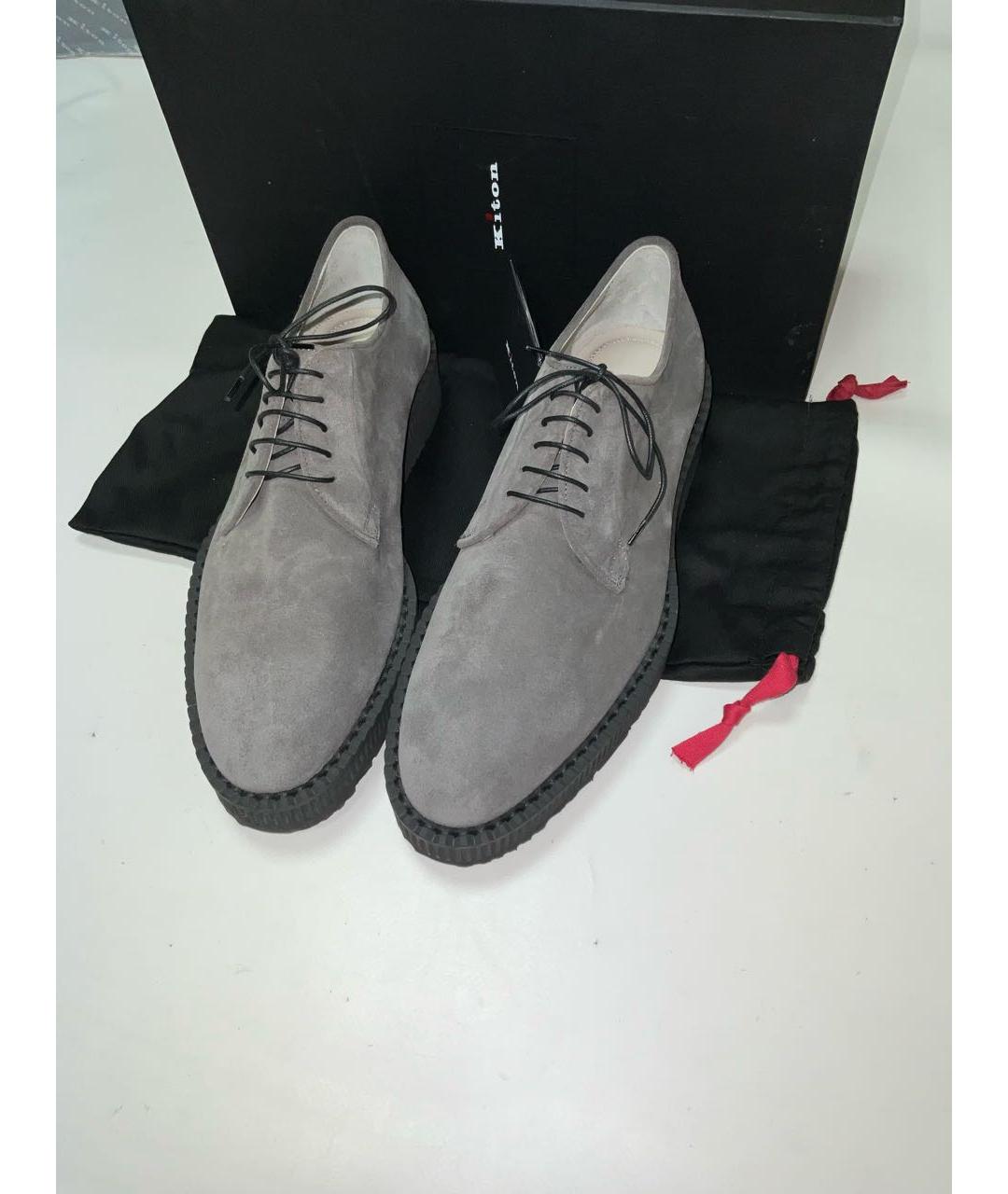 KITON Серые замшевые туфли, фото 2