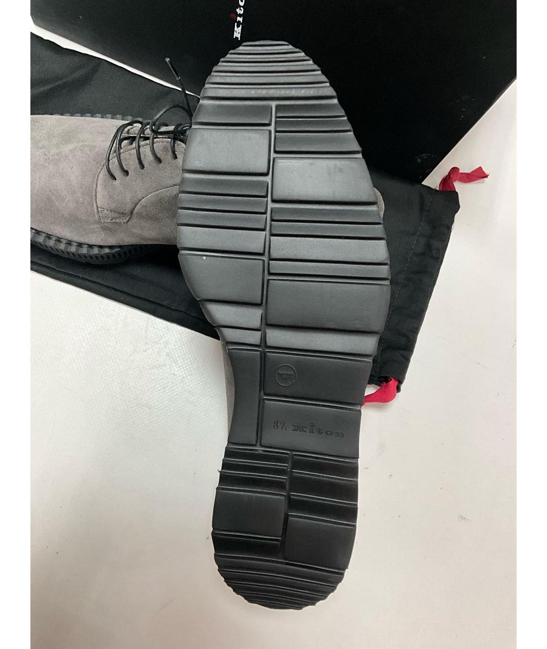 KITON Серые замшевые туфли, фото 6