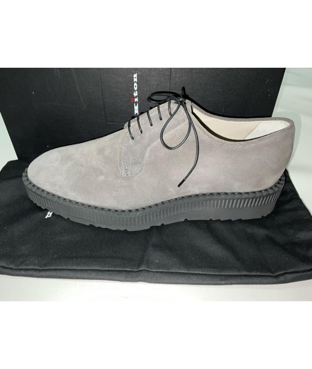 KITON Серые замшевые туфли, фото 3