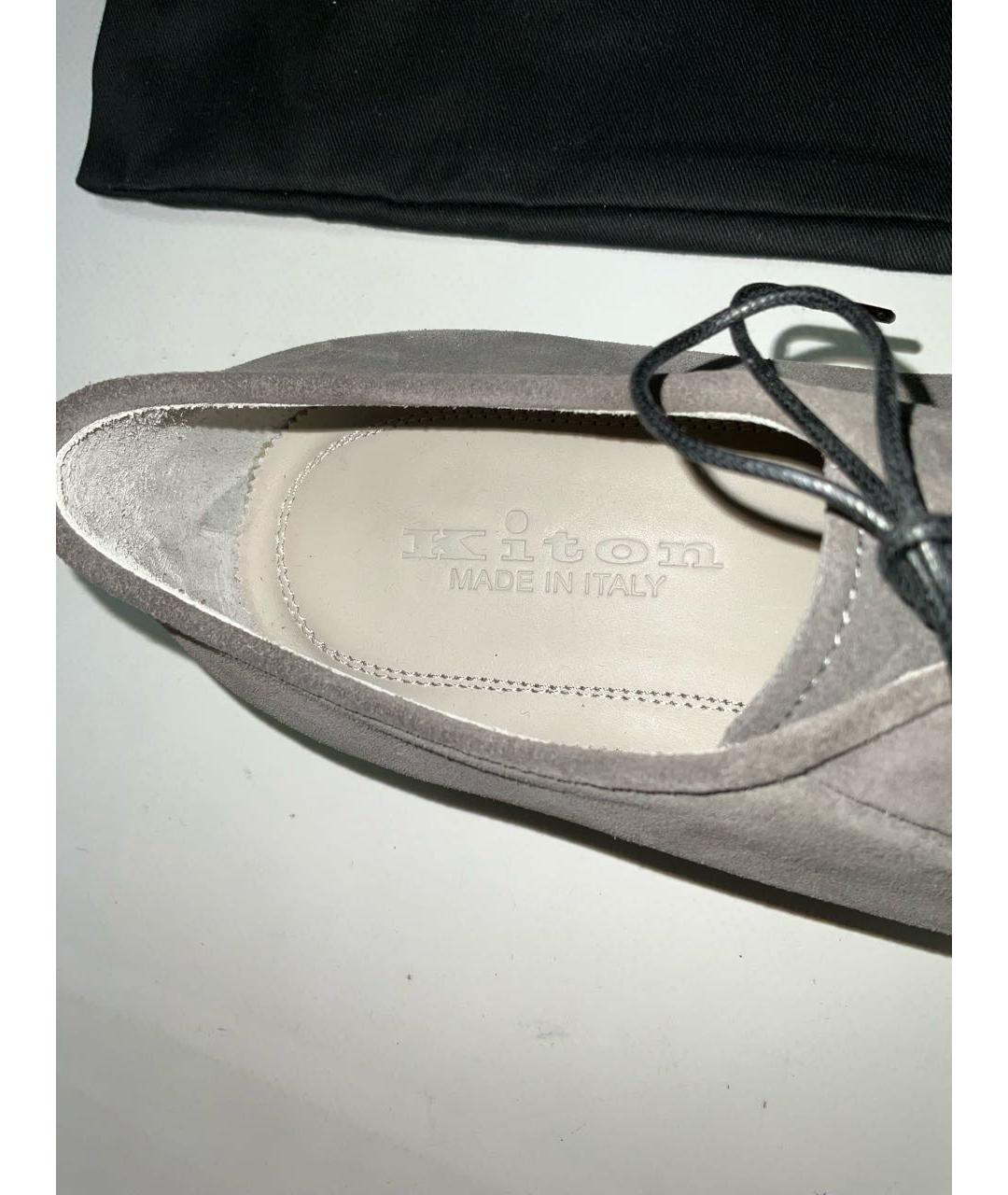 KITON Серые замшевые туфли, фото 4