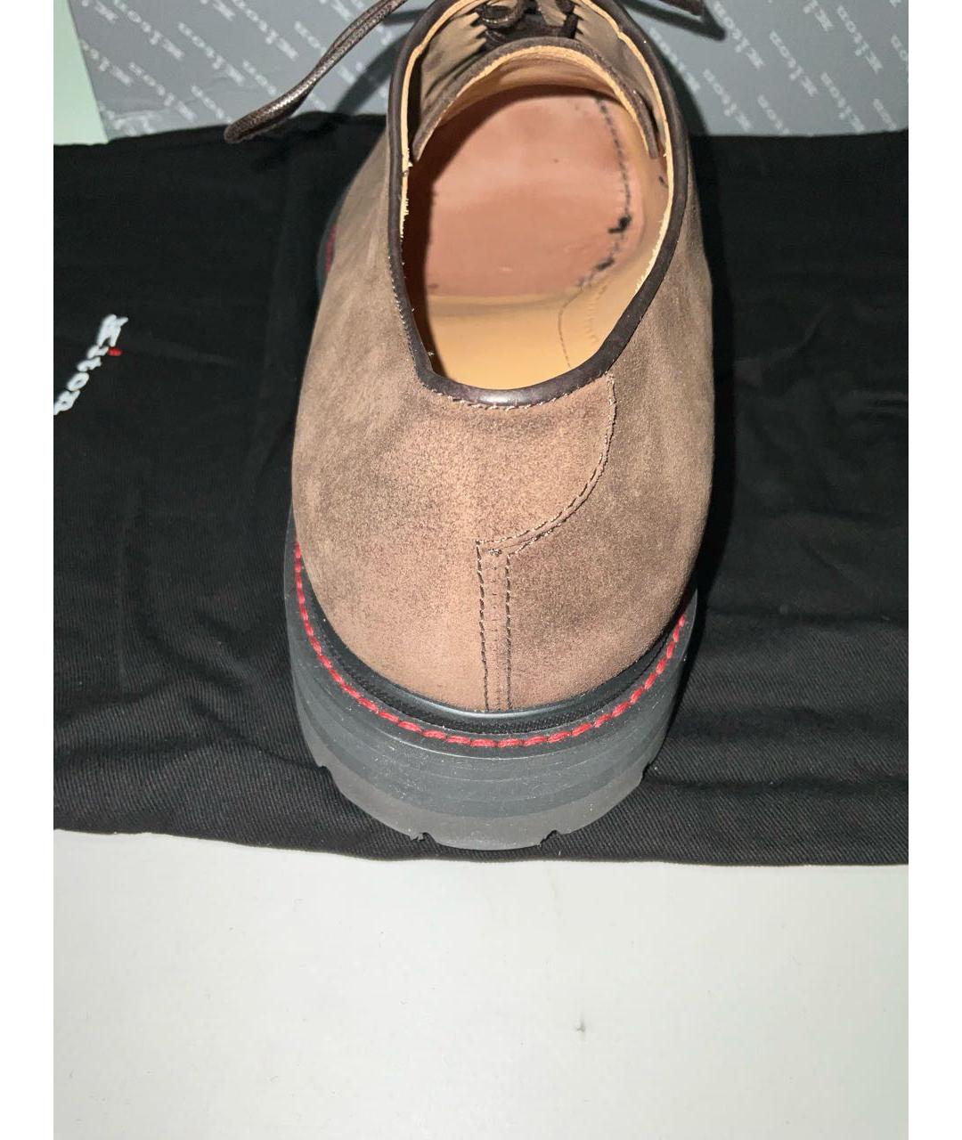 KITON Коричневые замшевые низкие ботинки, фото 5