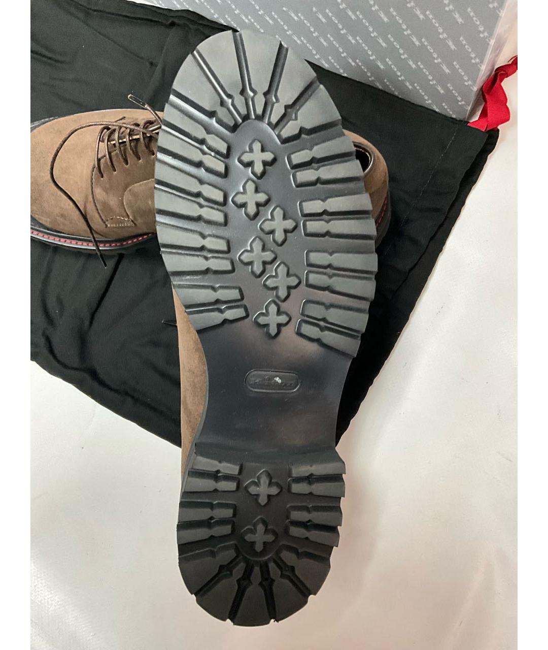 KITON Коричневые замшевые низкие ботинки, фото 7