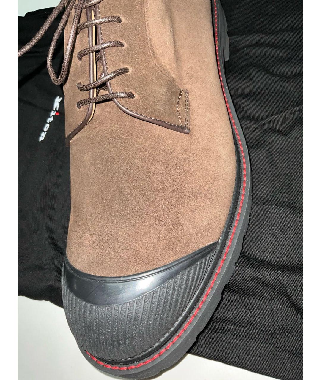 KITON Коричневые замшевые низкие ботинки, фото 4