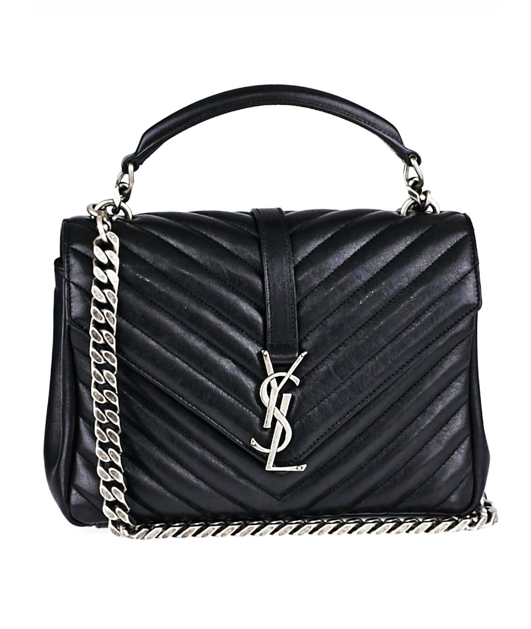 SAINT LAURENT Черная кожаная сумка через плечо, фото 1