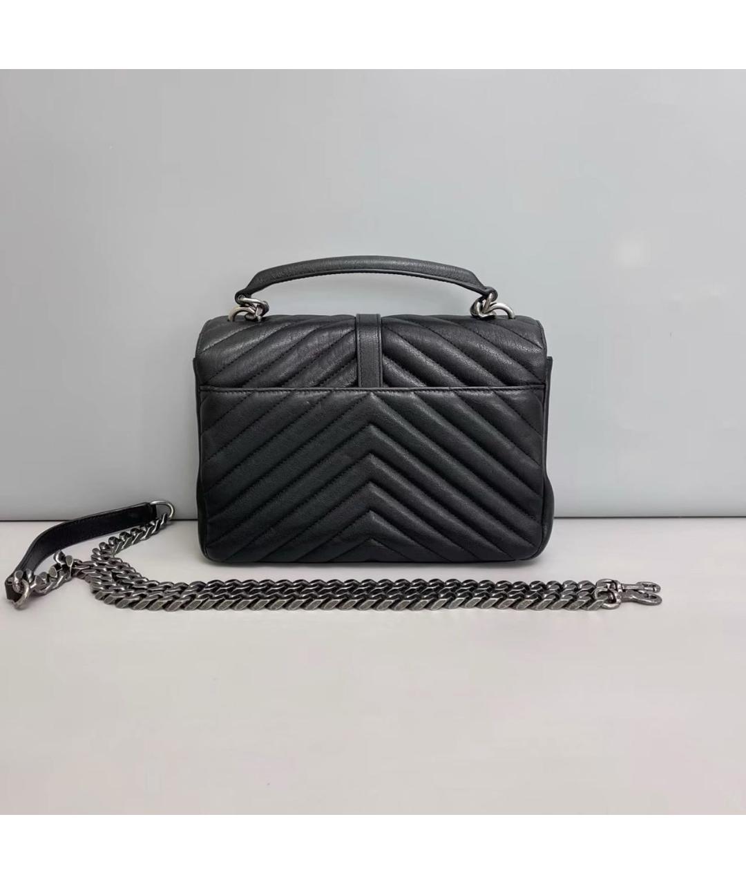 SAINT LAURENT Черная кожаная сумка через плечо, фото 2