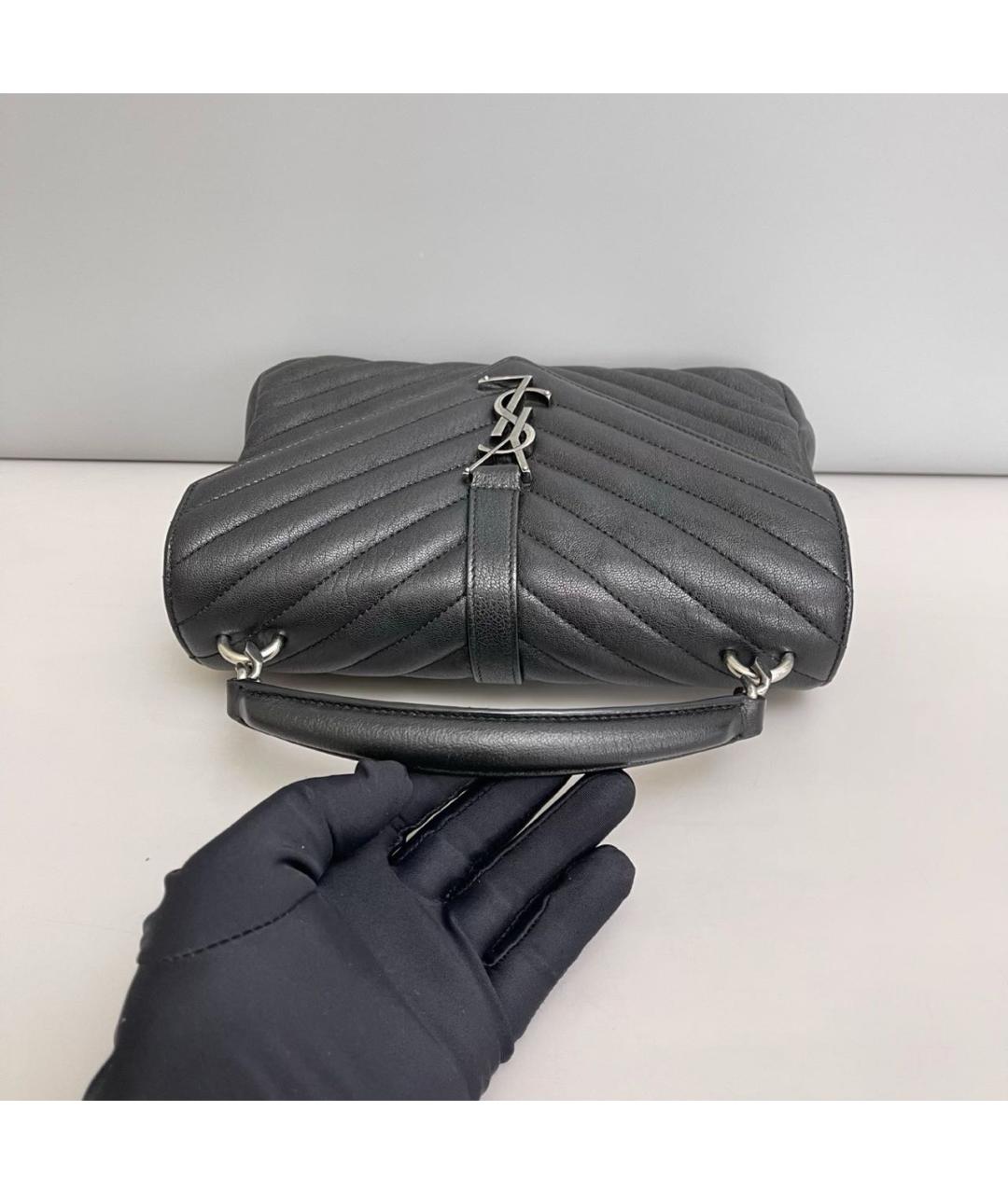 SAINT LAURENT Черная кожаная сумка через плечо, фото 6