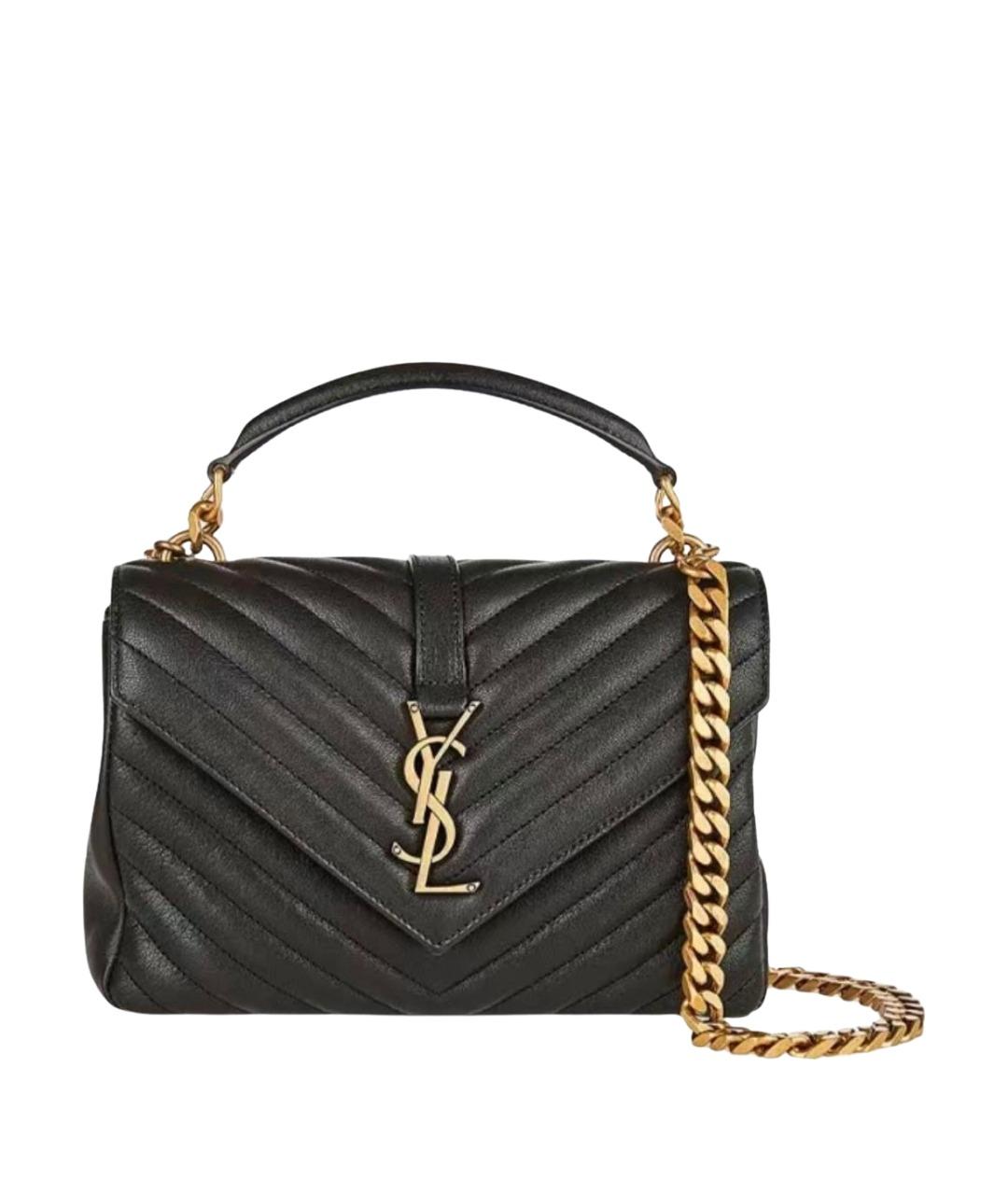 SAINT LAURENT Черная кожаная сумка через плечо, фото 1