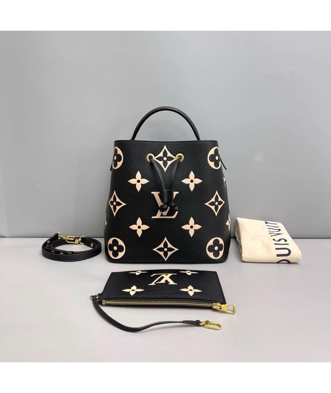 LOUIS VUITTON Черная кожаная сумка с короткими ручками, фото 9