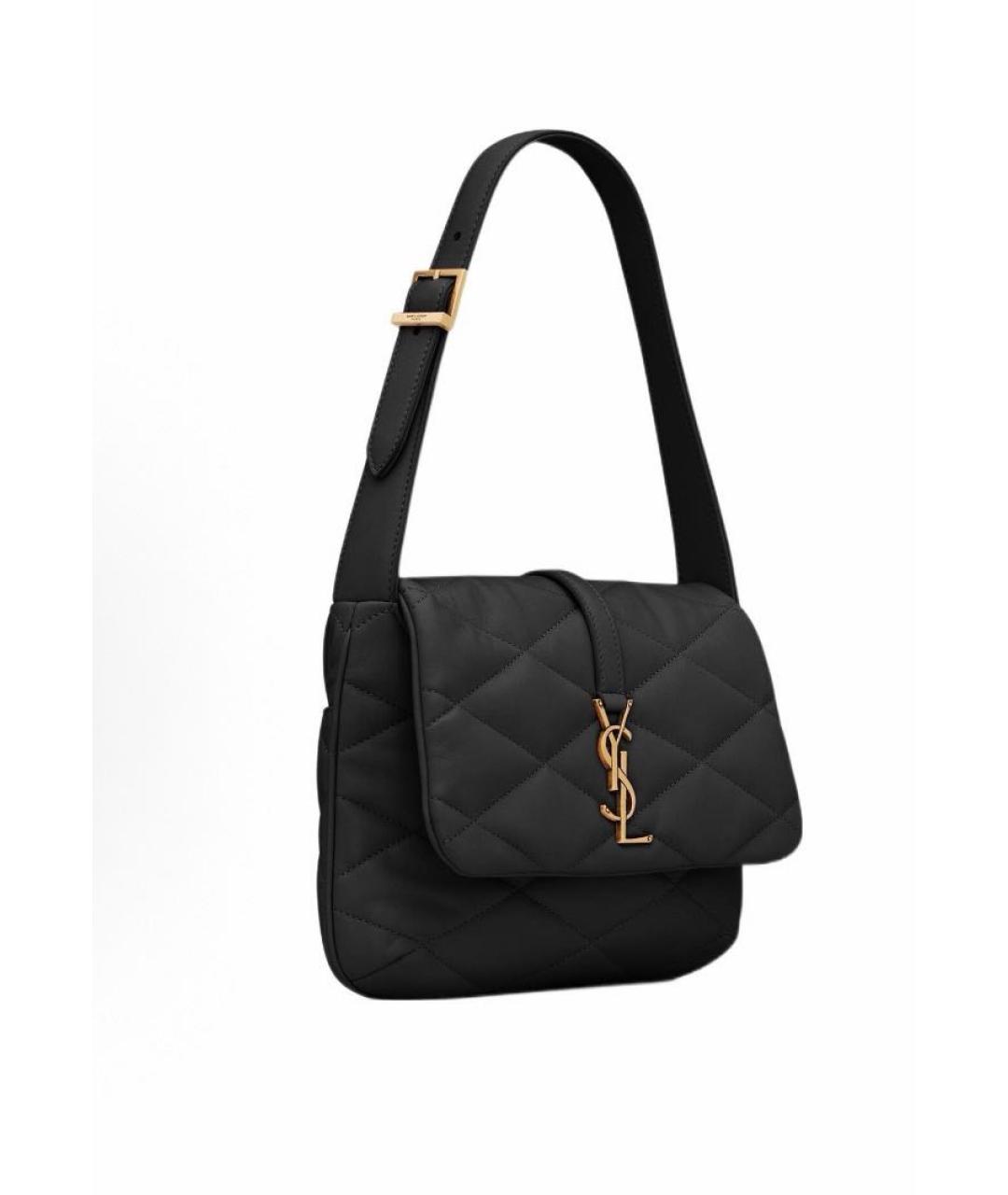 SAINT LAURENT Черная кожаная сумка через плечо, фото 2