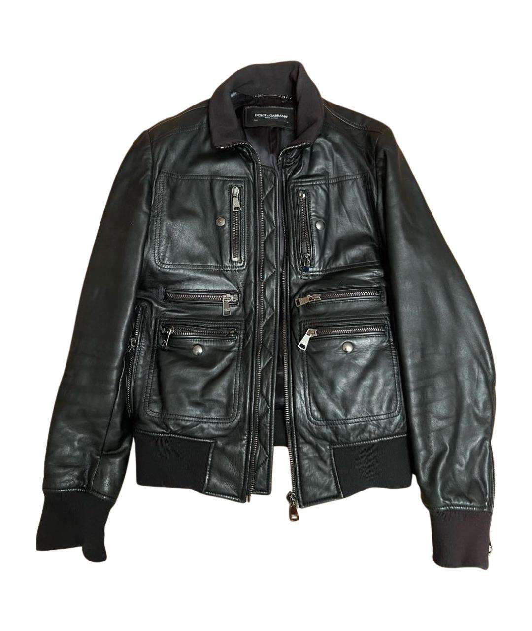 DOLCE&GABBANA Черная кожаная куртка, фото 1