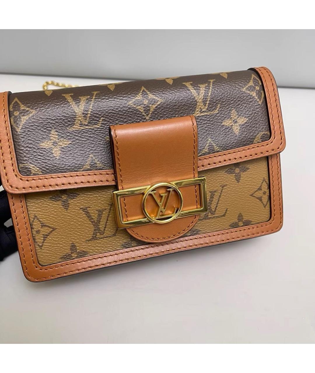 LOUIS VUITTON Коричневая кожаная сумка через плечо, фото 7