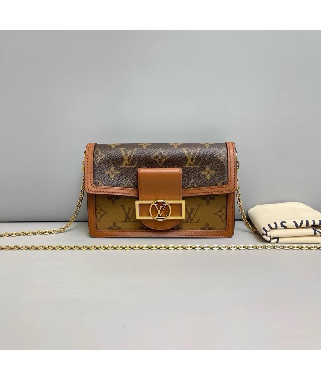 LOUIS VUITTON Коричневая кожаная сумка через плечо, фото 9