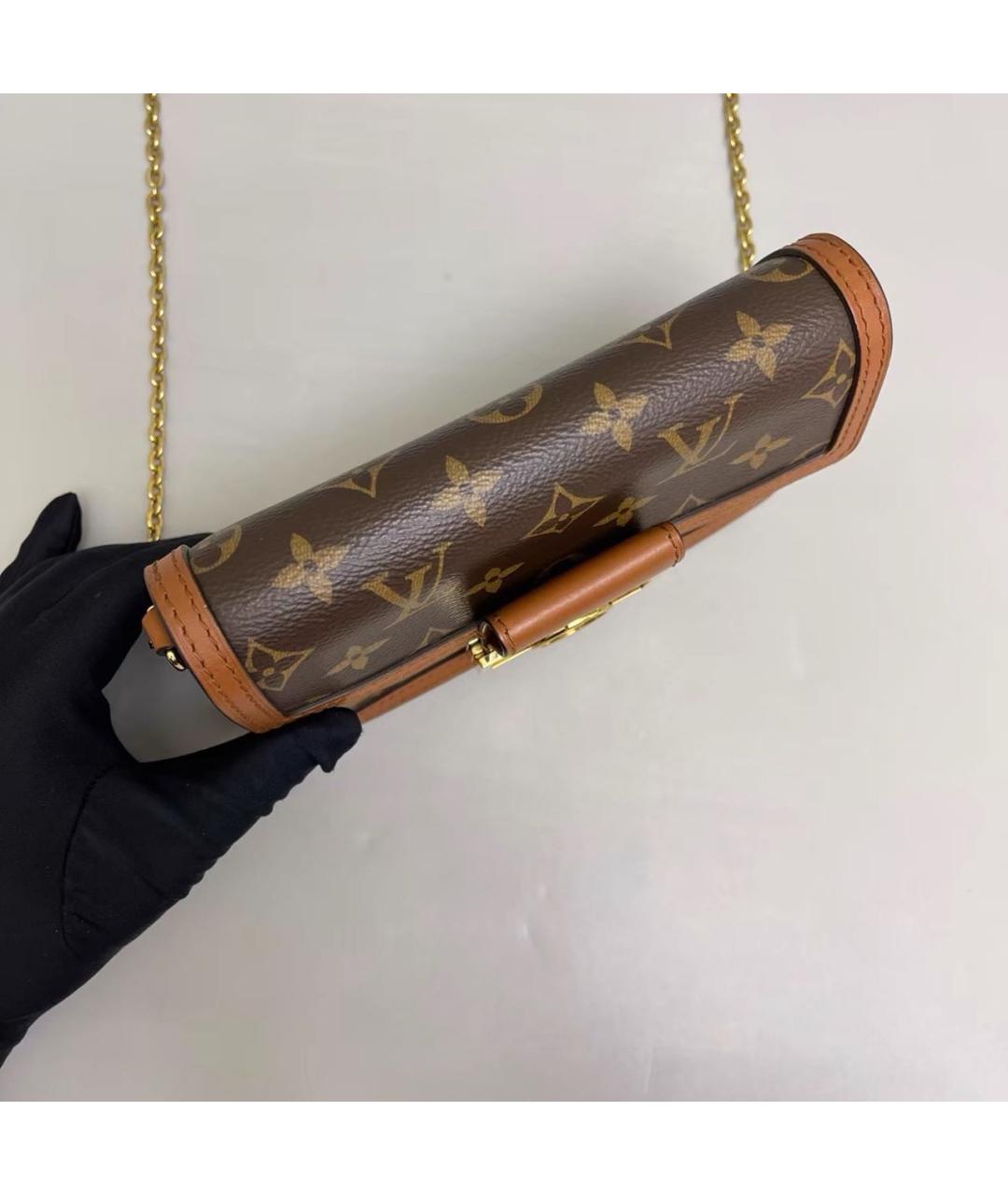 LOUIS VUITTON Коричневая кожаная сумка через плечо, фото 6