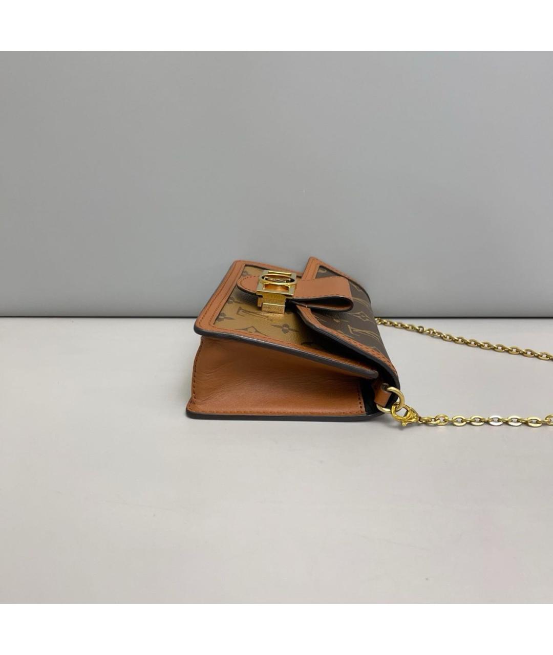 LOUIS VUITTON Коричневая кожаная сумка через плечо, фото 5