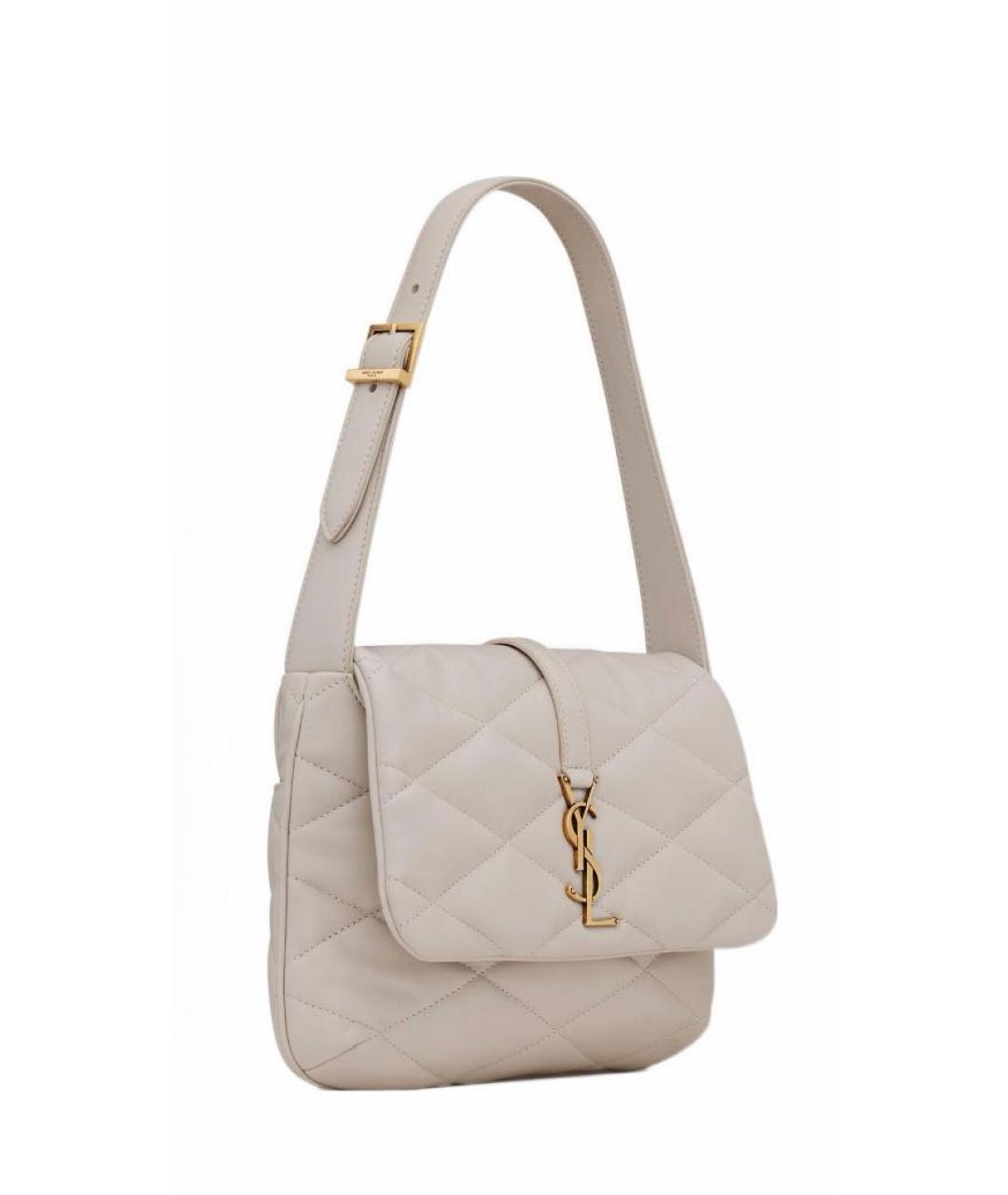 SAINT LAURENT Белая кожаная сумка через плечо, фото 2