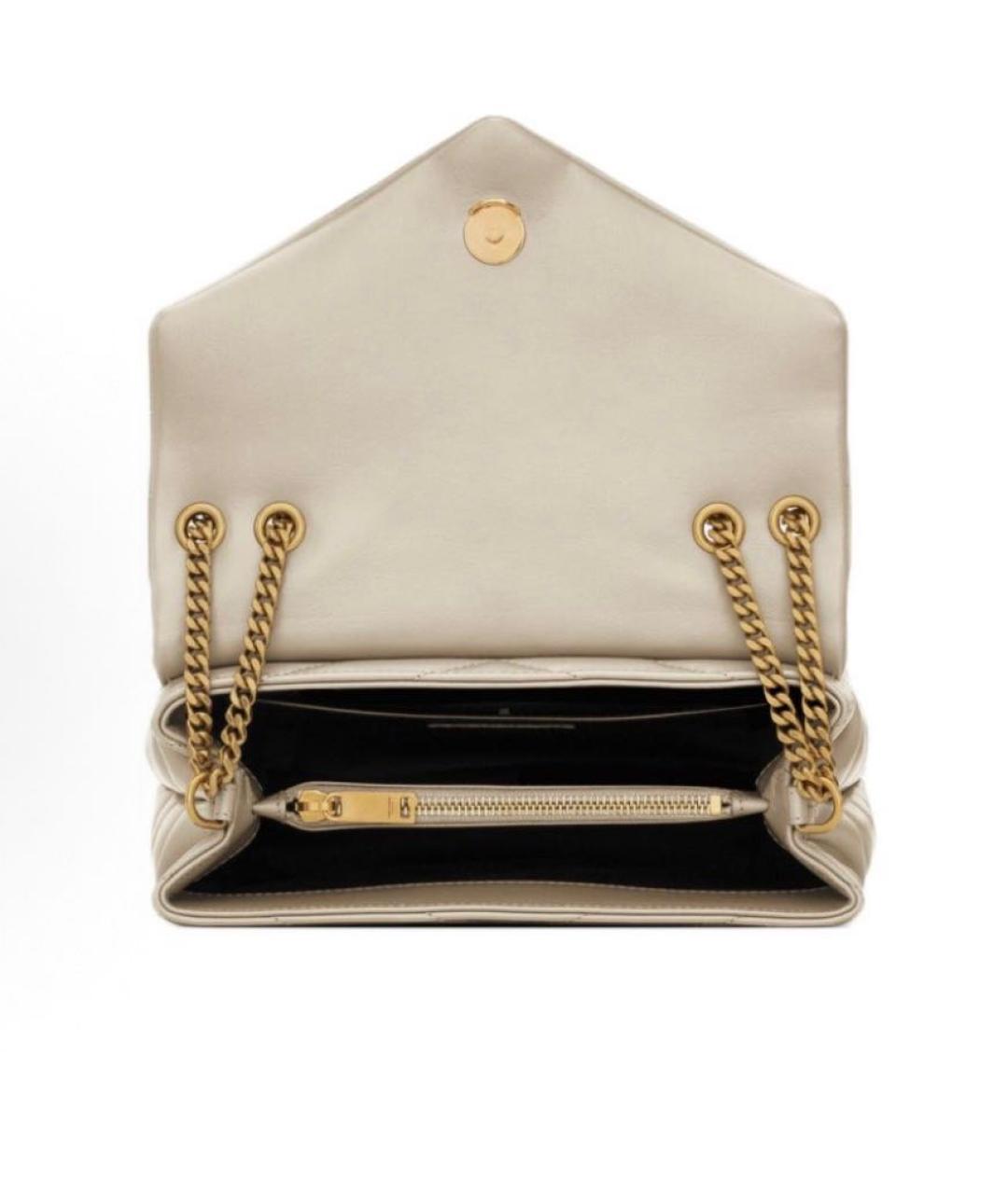 SAINT LAURENT Белая кожаная сумка через плечо, фото 3