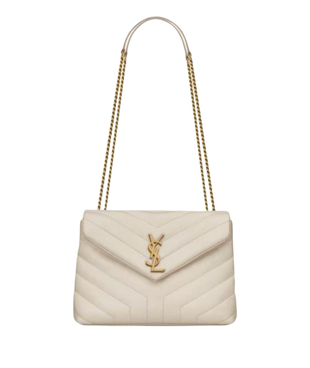 SAINT LAURENT Белая кожаная сумка через плечо, фото 1