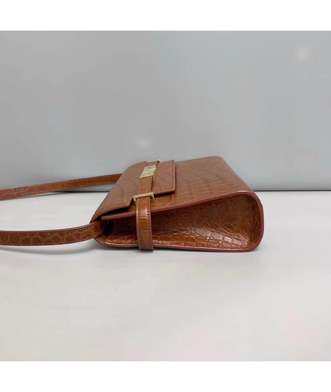 SAINT LAURENT Коричневая кожаная сумка через плечо, фото 5