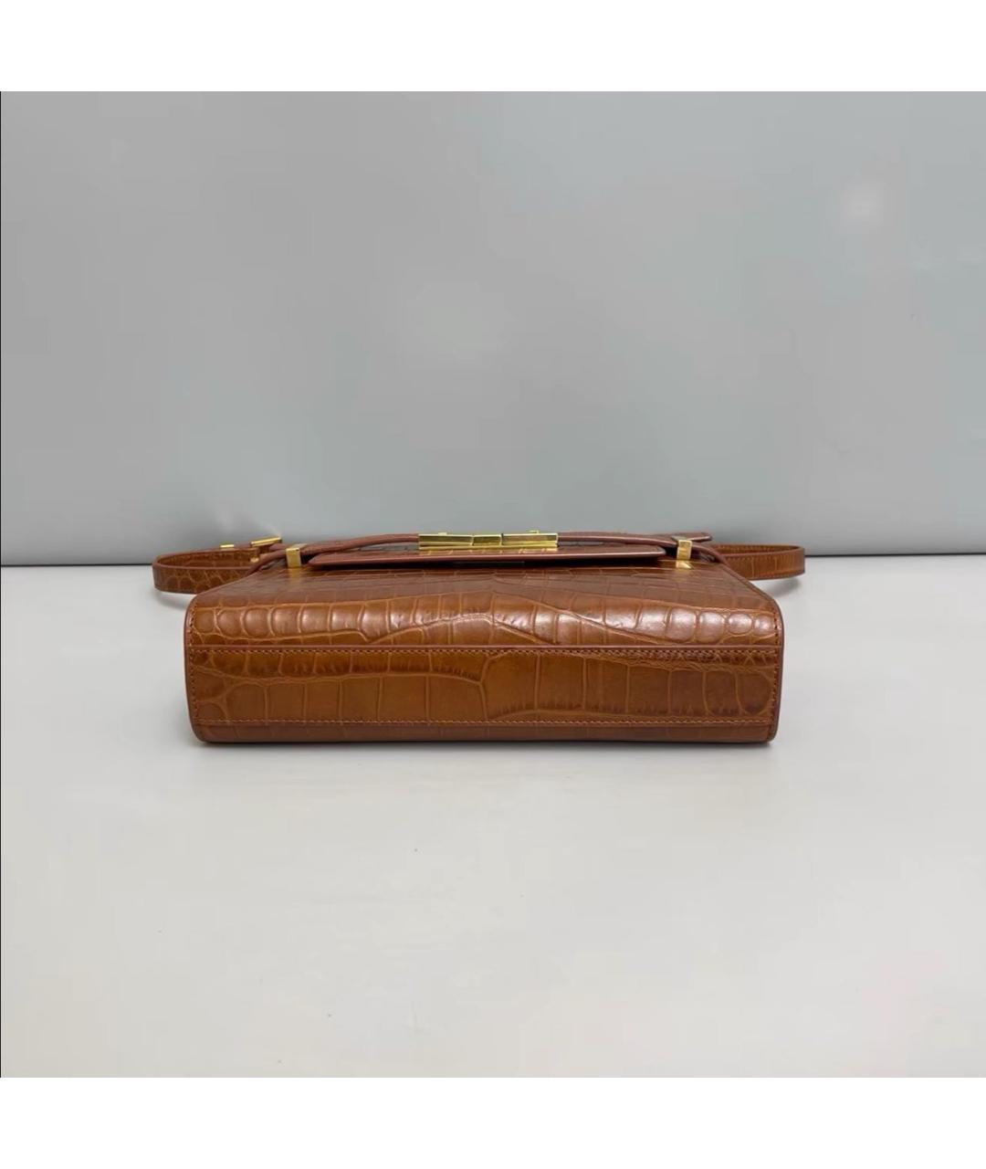 SAINT LAURENT Коричневая кожаная сумка через плечо, фото 6