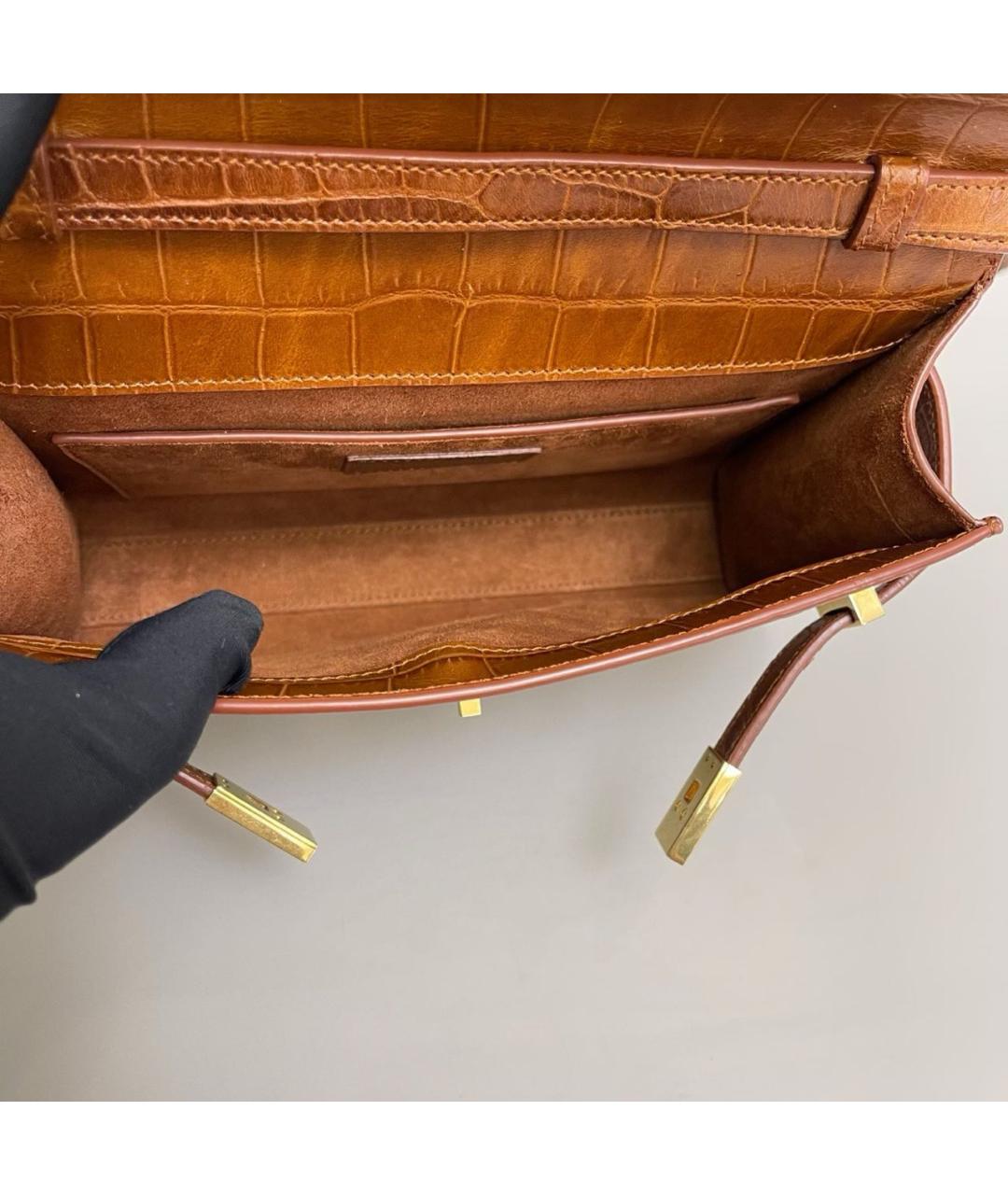 SAINT LAURENT Коричневая кожаная сумка через плечо, фото 8