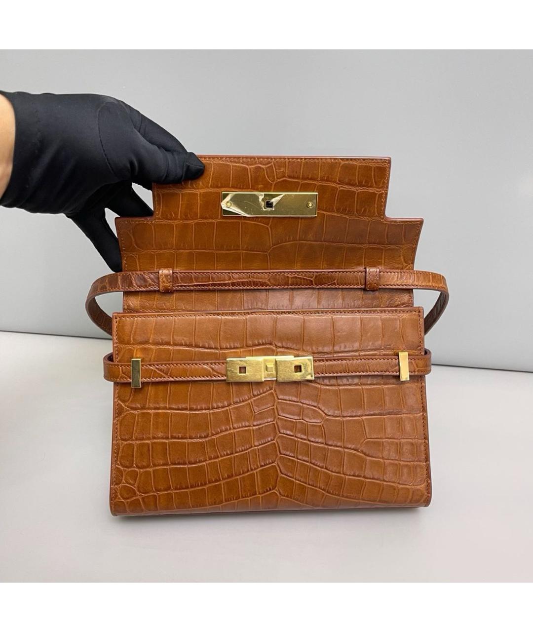 SAINT LAURENT Коричневая кожаная сумка через плечо, фото 7