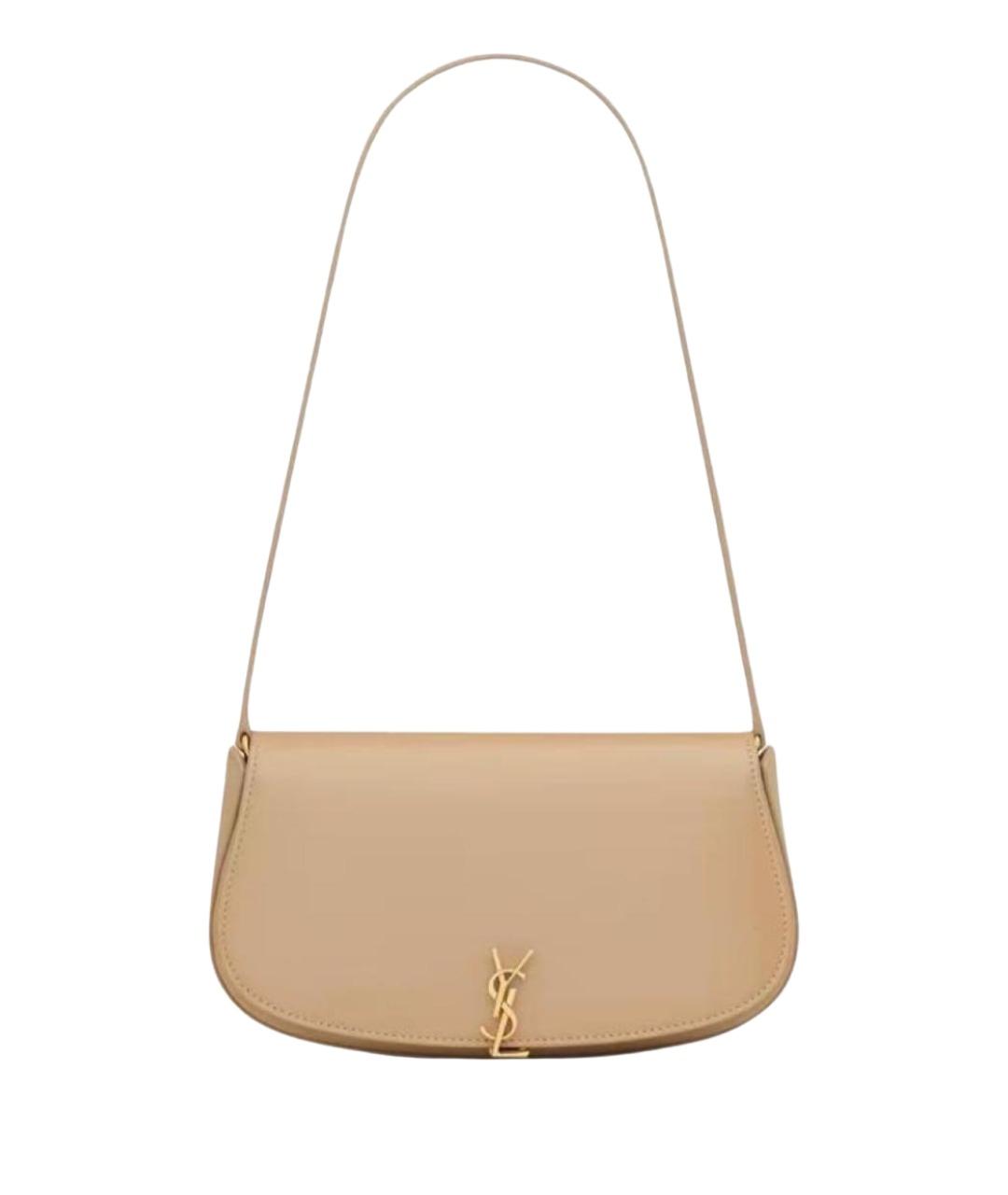 SAINT LAURENT Бежевая кожаная сумка через плечо, фото 1