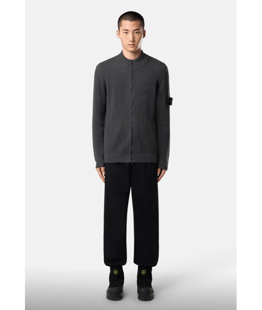 STONE ISLAND Антрацитовый шерстяной кардиган, фото 3