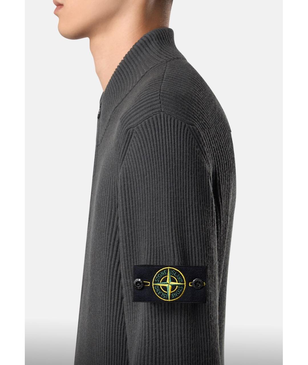 STONE ISLAND Антрацитовый шерстяной кардиган, фото 5