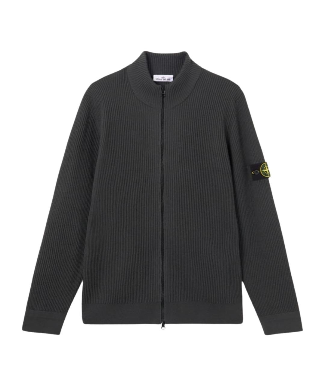 STONE ISLAND Антрацитовый шерстяной кардиган, фото 1