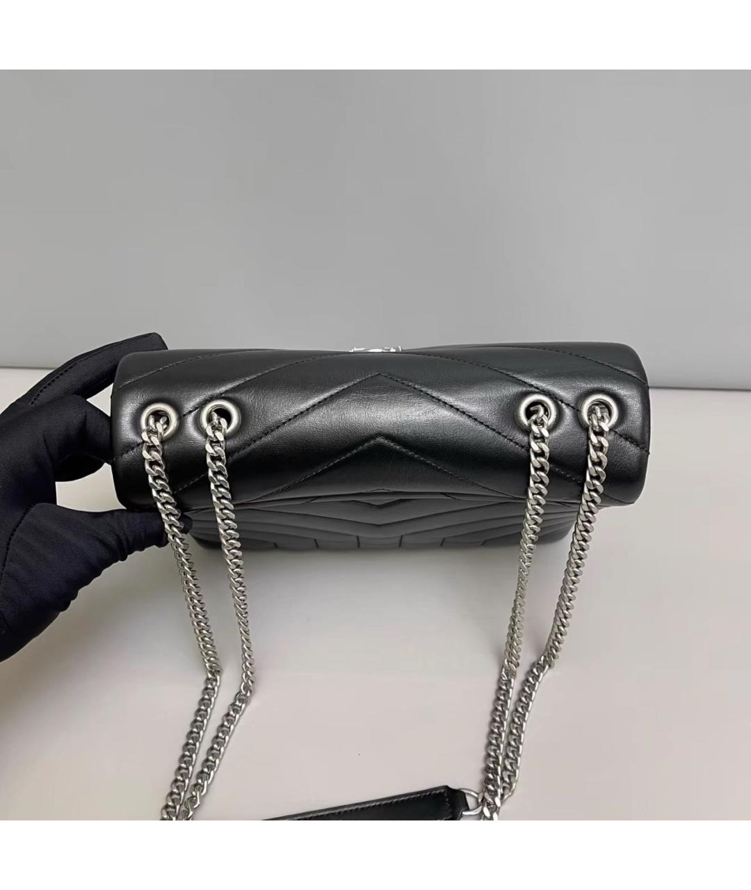 SAINT LAURENT Черная кожаная сумка через плечо, фото 5