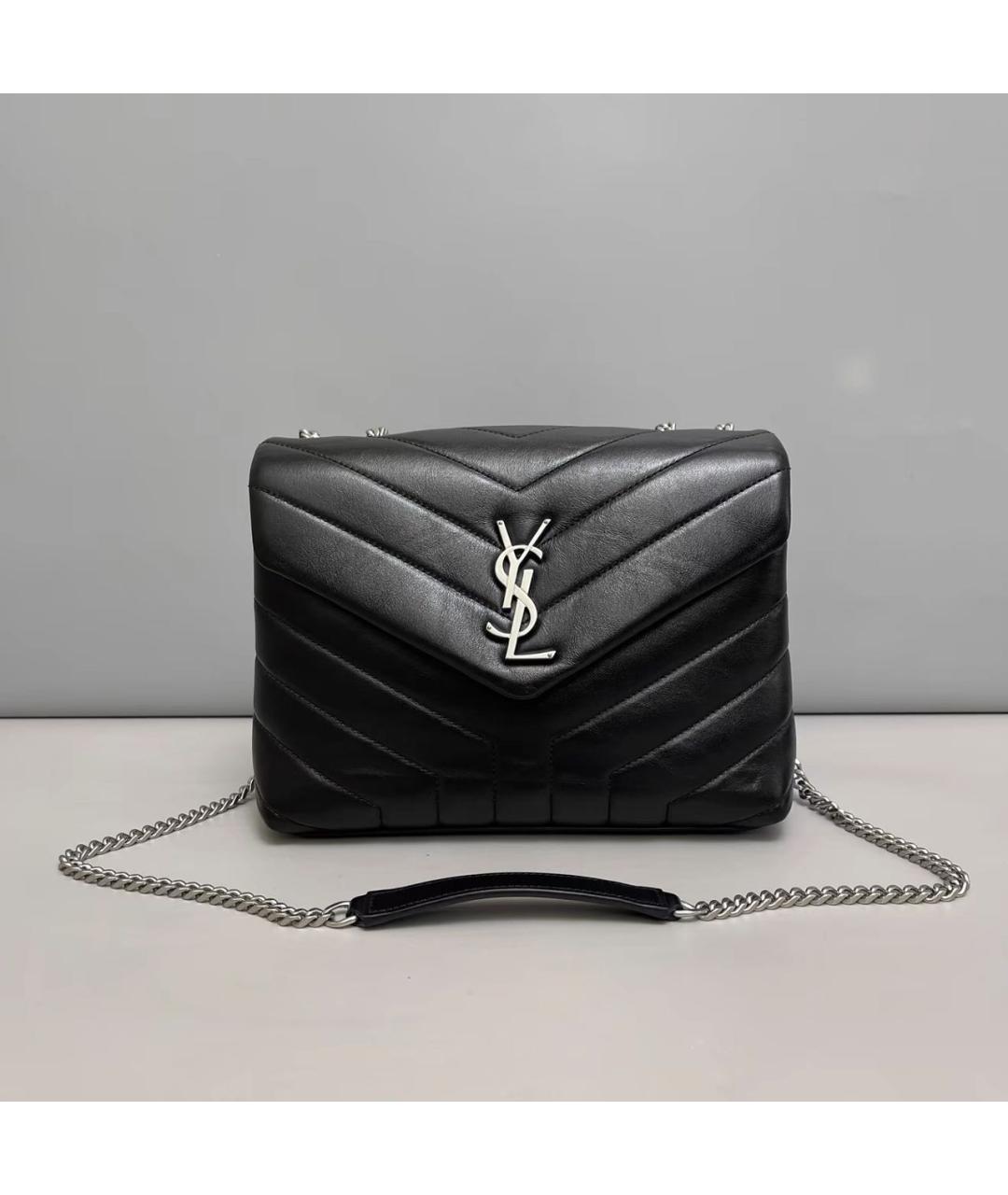 SAINT LAURENT Черная кожаная сумка через плечо, фото 9