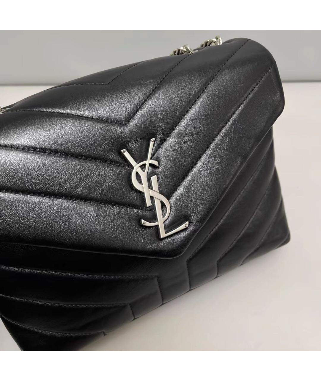 SAINT LAURENT Черная кожаная сумка через плечо, фото 3