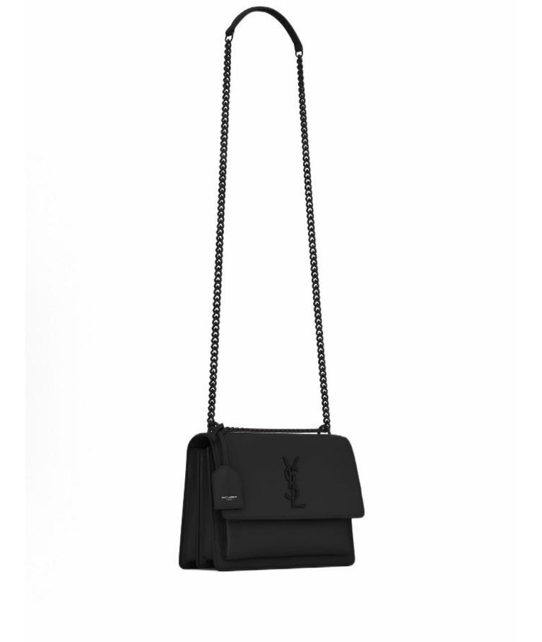 SAINT LAURENT Черная кожаная сумка через плечо, фото 2