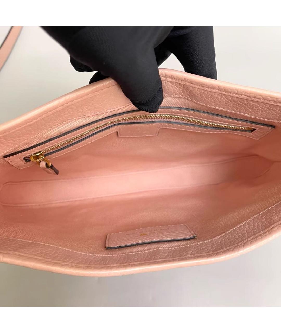 GUCCI Розовая кожаная сумка с короткими ручками, фото 7