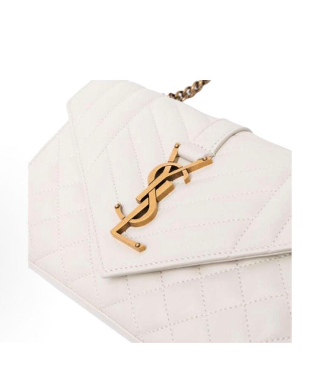 SAINT LAURENT Белая сумка через плечо из лакированной кожи, фото 2