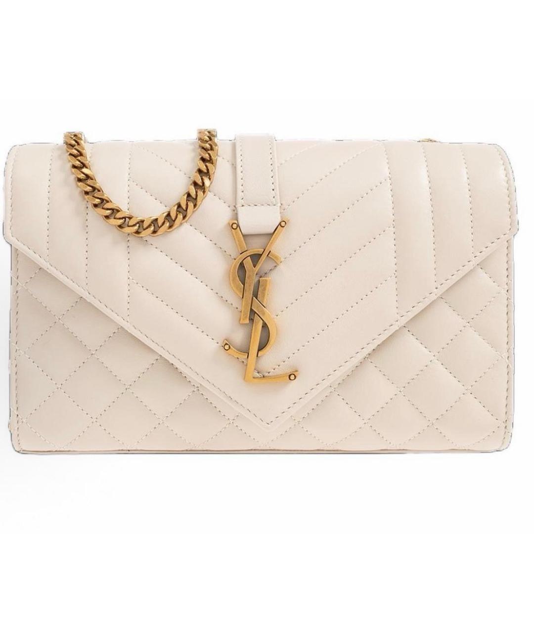 SAINT LAURENT Белая сумка через плечо из лакированной кожи, фото 1